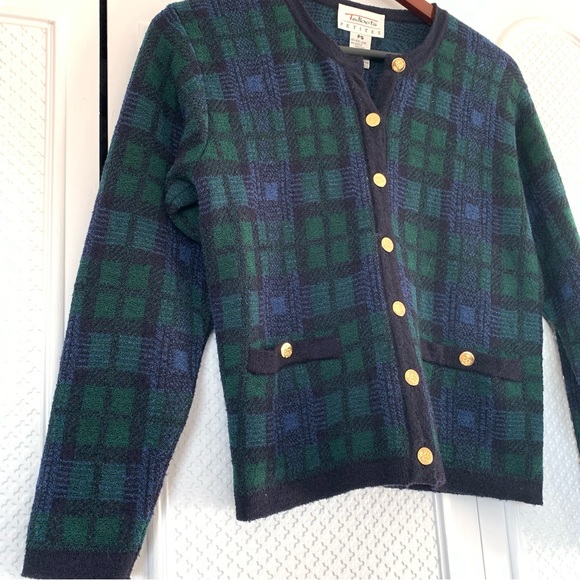 Vintage Talbots Wool Tartan Plaid Sweater Blazer Petite Small - Picture 9 of 9